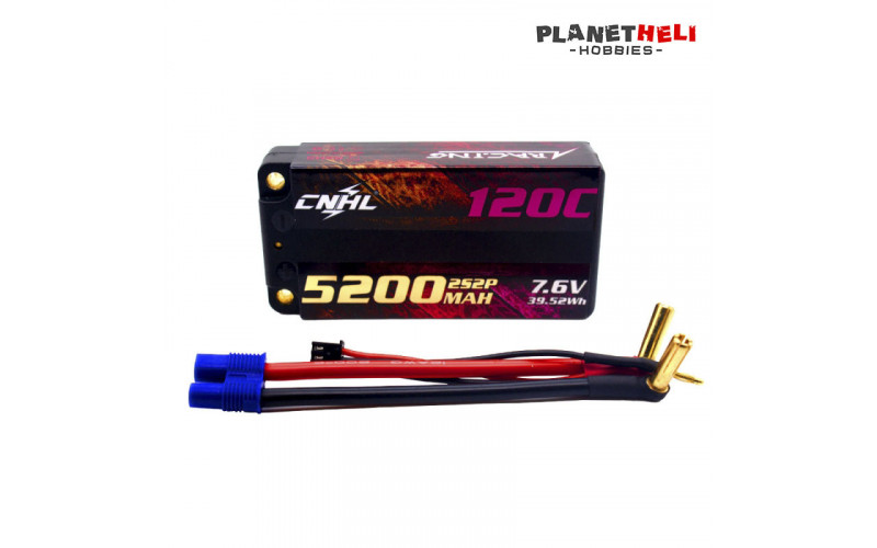 CNHL 5200mah 7.6V 2s 120C HV Shorty Hard-case Lipo Battery with EC3 Plug For RC Car Racing